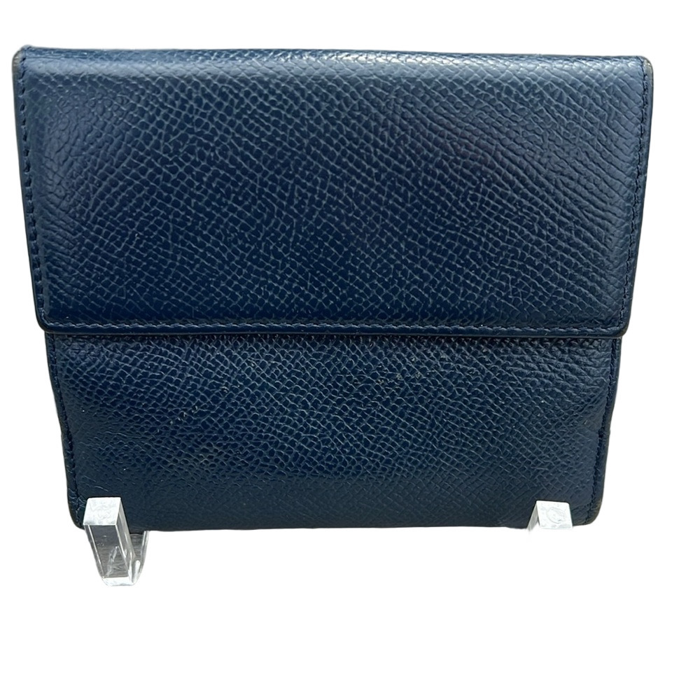 Bally Navy Blue Compact Leather Wallet with Silver Hardware EUC - Picture 6 of 13